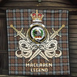 ScotsTee Shop Scottish MacLaren Weathered Clan Crest Tartan Quilt The Golden Sword of Courageous Legacy Quilt