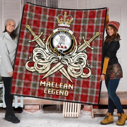ScotsTee Shop Scottish MacLean of Duart Dress Red Clan Crest Tartan Quilt The Golden Sword of Courageous Legacy Quilt