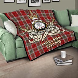 ScotsTee Shop Scottish MacLean of Duart Dress Red Clan Crest Tartan Quilt The Golden Sword of Courageous Legacy Quilt