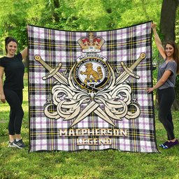 ScotsTee Shop Scottish MacPherson Dress Modern Clan Crest Tartan Quilt The Golden Sword of Courageous Legacy Quilt