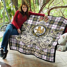 ScotsTee Shop Scottish MacPherson Dress Modern Clan Crest Tartan Quilt The Golden Sword of Courageous Legacy Quilt