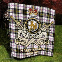 ScotsTee Shop Scottish MacPherson Dress Modern Clan Crest Tartan Quilt The Golden Sword of Courageous Legacy Quilt