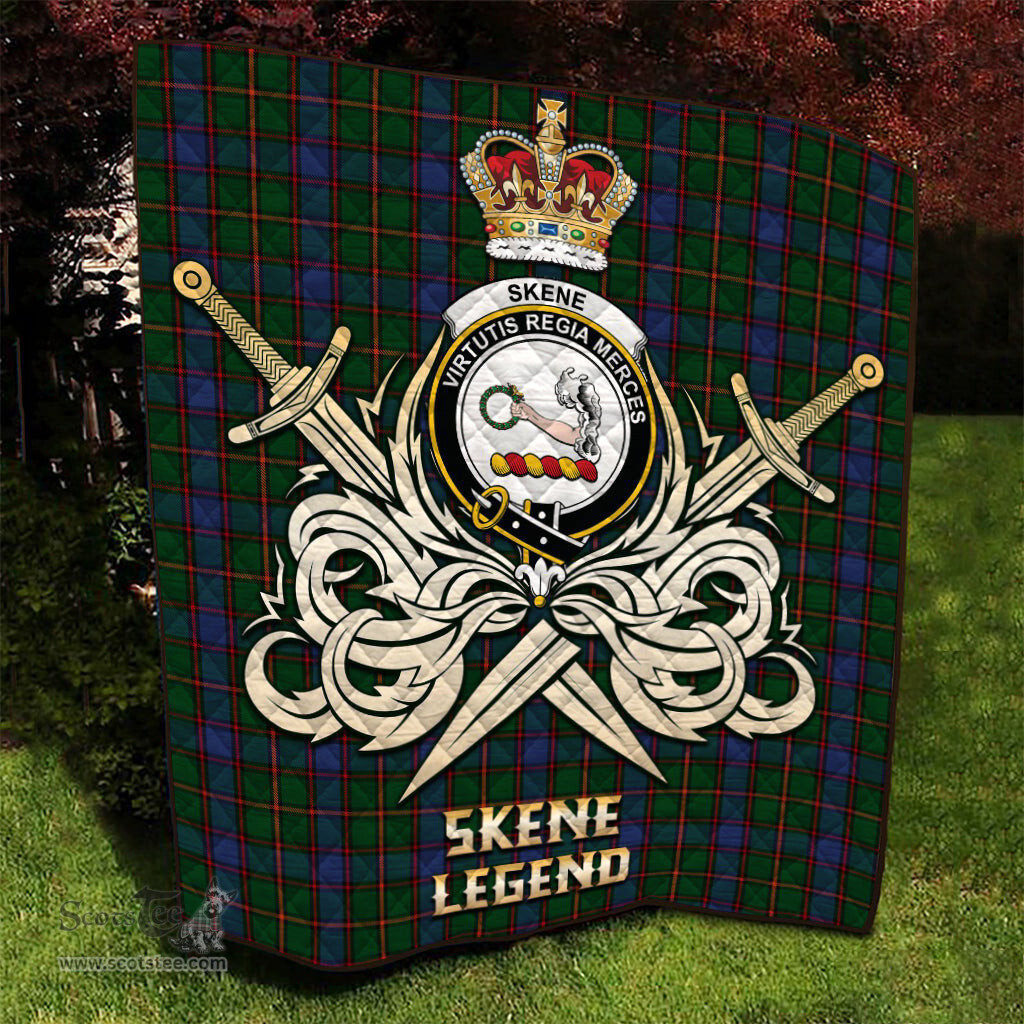 ScotsTee Shop Scottish Skene Clan Crest Tartan Quilt The Golden Sword of Courageous Legacy Quilt