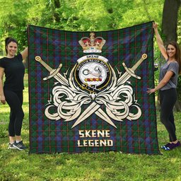 ScotsTee Shop Scottish Skene Clan Crest Tartan Quilt The Golden Sword of Courageous Legacy Quilt