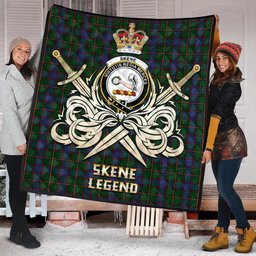 ScotsTee Shop Scottish Skene Clan Crest Tartan Quilt The Golden Sword of Courageous Legacy Quilt