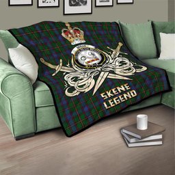 ScotsTee Shop Scottish Skene Clan Crest Tartan Quilt The Golden Sword of Courageous Legacy Quilt