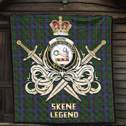 ScotsTee Shop Scottish Skene Clan Crest Tartan Quilt The Golden Sword of Courageous Legacy Quilt