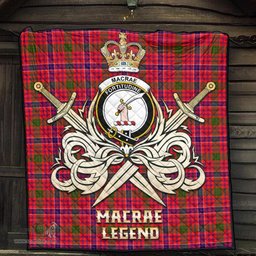 ScotsTee Shop Scottish MacRae Modern Clan Crest Tartan Quilt The Golden Sword of Courageous Legacy Quilt