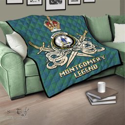 ScotsTee Shop Scottish Montgomery Ancient Clan Crest Tartan Quilt The Golden Sword of Courageous Legacy Quilt