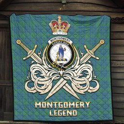 ScotsTee Shop Scottish Montgomery Ancient Clan Crest Tartan Quilt The Golden Sword of Courageous Legacy Quilt