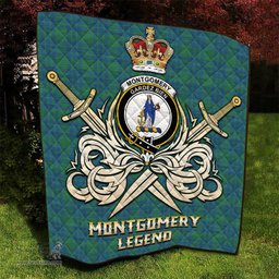 ScotsTee Shop Scottish Montgomery Ancient Clan Crest Tartan Quilt The Golden Sword of Courageous Legacy Quilt