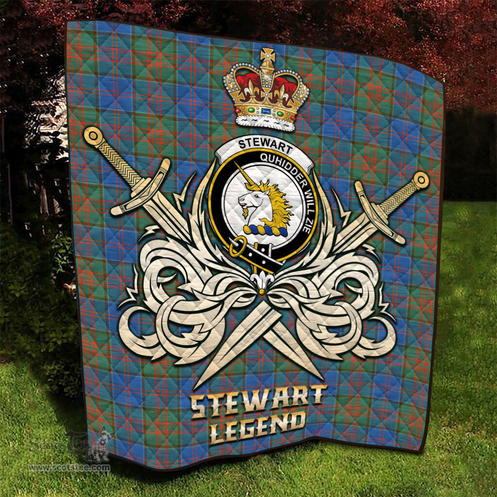 ScotsTee Shop Scottish Stewart of Appin Hunting Ancient Clan Crest Tartan Quilt The Golden Sword of Courageous Legacy Quilt