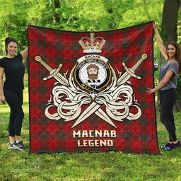 ScotsTee Shop Scottish MacNab Clan Crest Tartan Quilt The Golden Sword of Courageous Legacy Quilt