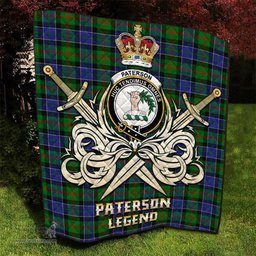 ScotsTee Shop Scottish Paterson Clan Crest Tartan Quilt The Golden Sword of Courageous Legacy Quilt