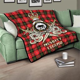 ScotsTee Shop Scottish Nesbitt Modern Clan Crest Tartan Quilt The Golden Sword of Courageous Legacy Quilt