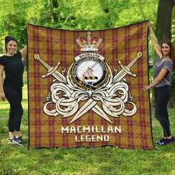 ScotsTee Shop Scottish MacMillan Dress Clan Crest Tartan Quilt The Golden Sword of Courageous Legacy Quilt