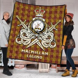 ScotsTee Shop Scottish MacMillan Dress Clan Crest Tartan Quilt The Golden Sword of Courageous Legacy Quilt