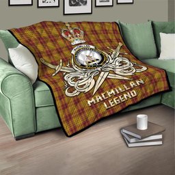 ScotsTee Shop Scottish MacMillan Dress Clan Crest Tartan Quilt The Golden Sword of Courageous Legacy Quilt