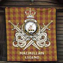 ScotsTee Shop Scottish MacMillan Dress Clan Crest Tartan Quilt The Golden Sword of Courageous Legacy Quilt