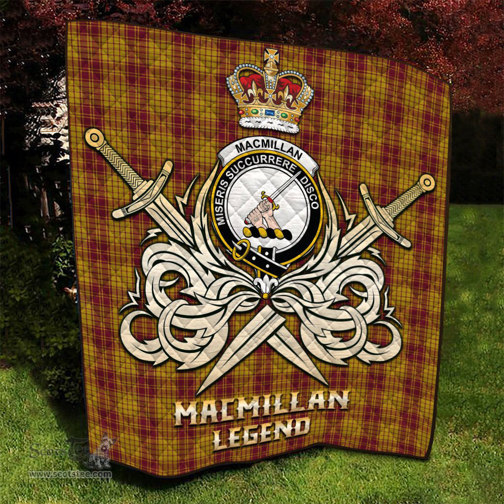 ScotsTee Shop Scottish MacMillan Dress Clan Crest Tartan Quilt The Golden Sword of Courageous Legacy Quilt