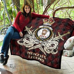 ScotsTee Shop Scottish Menzies Hunting Clan Crest Tartan Quilt The Golden Sword of Courageous Legacy Quilt