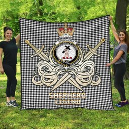 ScotsTee Shop Scottish Shepherd Clan Crest Tartan Quilt The Golden Sword of Courageous Legacy Quilt