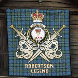 ScotsTee Shop Scottish Robertson Hunting Ancient Clan Crest Tartan Quilt The Golden Sword of Courageous Legacy Quilt