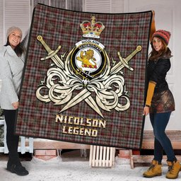 ScotsTee Shop Scottish Nicolson Hunting Weathered Clan Crest Tartan Quilt The Golden Sword of Courageous Legacy Quilt
