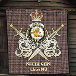 ScotsTee Shop Scottish Nicolson Hunting Weathered Clan Crest Tartan Quilt The Golden Sword of Courageous Legacy Quilt