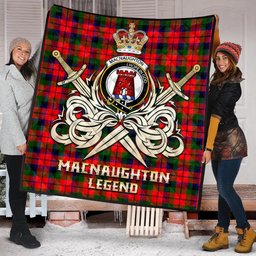 ScotsTee Shop Scottish MacNaughton Modern Clan Crest Tartan Quilt The Golden Sword of Courageous Legacy Quilt