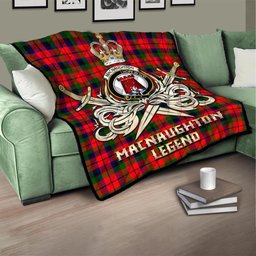 ScotsTee Shop Scottish MacNaughton Modern Clan Crest Tartan Quilt The Golden Sword of Courageous Legacy Quilt
