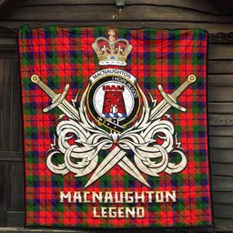 ScotsTee Shop Scottish MacNaughton Modern Clan Crest Tartan Quilt The Golden Sword of Courageous Legacy Quilt