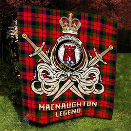 ScotsTee Shop Scottish MacNaughton Modern Clan Crest Tartan Quilt The Golden Sword of Courageous Legacy Quilt