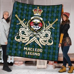 ScotsTee Shop Scottish MacLeod Green Clan Crest Tartan Quilt The Golden Sword of Courageous Legacy Quilt