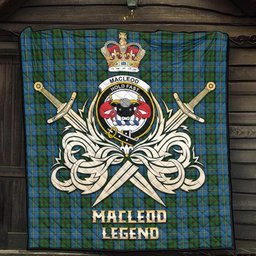 ScotsTee Shop Scottish MacLeod Green Clan Crest Tartan Quilt The Golden Sword of Courageous Legacy Quilt