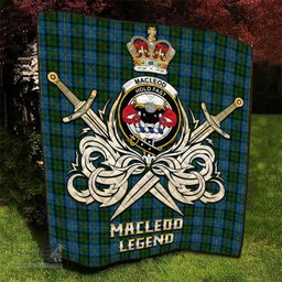 ScotsTee Shop Scottish MacLeod Green Clan Crest Tartan Quilt The Golden Sword of Courageous Legacy Quilt