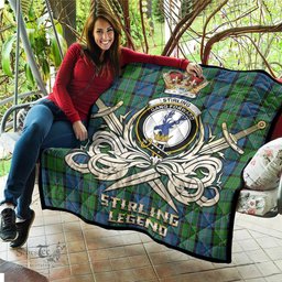 ScotsTee Shop Scottish Stirling Clan Crest Tartan Quilt The Golden Sword of Courageous Legacy Quilt