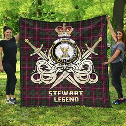 ScotsTee Shop Scottish Stewart of Bute Hunting Clan Crest Tartan Quilt The Golden Sword of Courageous Legacy Quilt