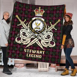 ScotsTee Shop Scottish Stewart of Bute Hunting Clan Crest Tartan Quilt The Golden Sword of Courageous Legacy Quilt