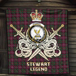 ScotsTee Shop Scottish Stewart of Bute Hunting Clan Crest Tartan Quilt The Golden Sword of Courageous Legacy Quilt