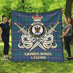 ScotsTee Shop Scottish Sandilands Clan Crest Tartan Quilt The Golden Sword of Courageous Legacy Quilt