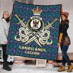 ScotsTee Shop Scottish Sandilands Clan Crest Tartan Quilt The Golden Sword of Courageous Legacy Quilt