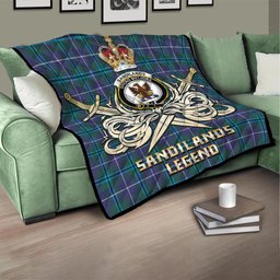 ScotsTee Shop Scottish Sandilands Clan Crest Tartan Quilt The Golden Sword of Courageous Legacy Quilt