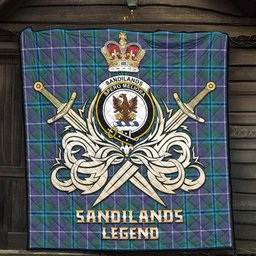 ScotsTee Shop Scottish Sandilands Clan Crest Tartan Quilt The Golden Sword of Courageous Legacy Quilt