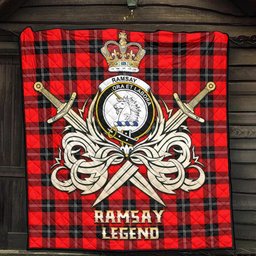 ScotsTee Shop Scottish Ramsay Modern Clan Crest Tartan Quilt The Golden Sword of Courageous Legacy Quilt