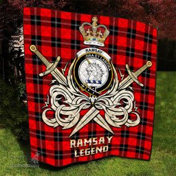 ScotsTee Shop Scottish Ramsay Modern Clan Crest Tartan Quilt The Golden Sword of Courageous Legacy Quilt