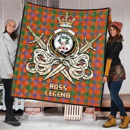 ScotsTee Shop Scottish Ross Ancient Clan Crest Tartan Quilt The Golden Sword of Courageous Legacy Quilt