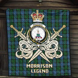 ScotsTee Shop Scottish Morrison Society Clan Crest Tartan Quilt The Golden Sword of Courageous Legacy Quilt