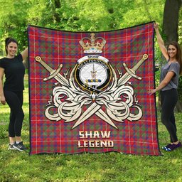 ScotsTee Shop Scottish Shaw Red Modern Clan Crest Tartan Quilt The Golden Sword of Courageous Legacy Quilt
