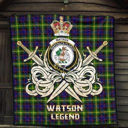 ScotsTee Shop Scottish Watson Modern Clan Crest Tartan Quilt The Golden Sword of Courageous Legacy Quilt